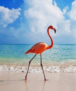Flamingo By Beach paint by numbers