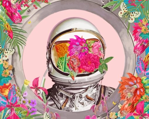 Floral Astronaut Art paint by numbers