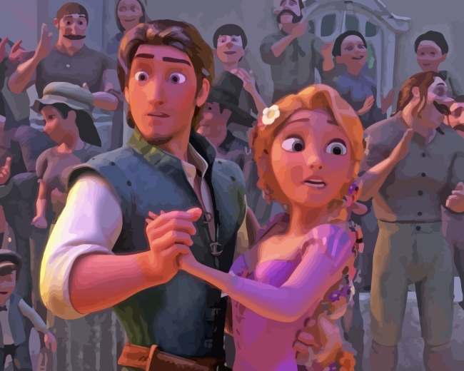 Flynn Rider And Rapunzel Dancing – Paint By Number