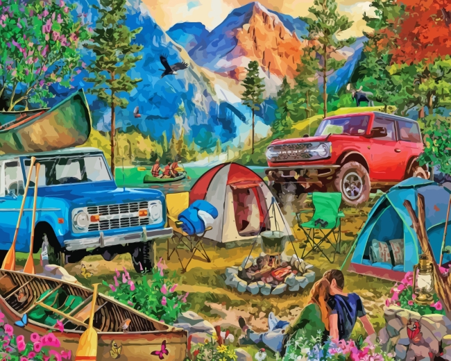Forest Camping paint by numbers