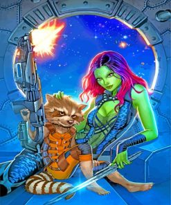 Gamora-and-Raccoon-paint-by-numbers