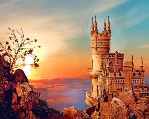 The Swallow's Nest Castle In The Sunset Art paint by numbers
