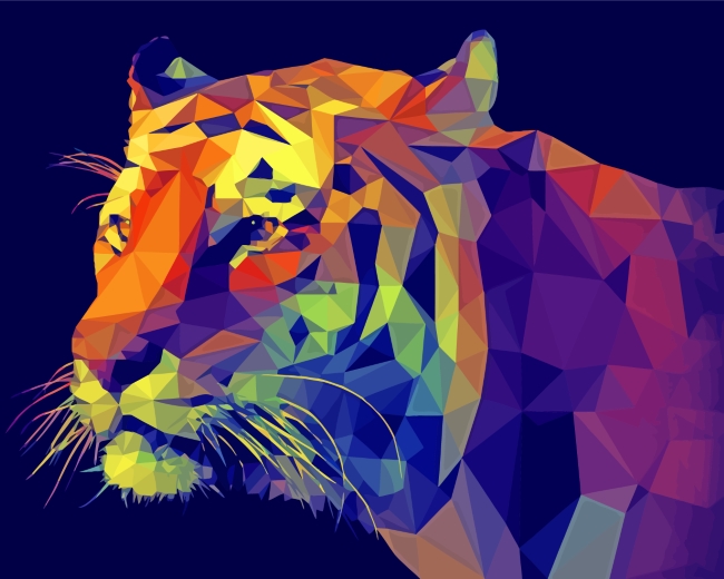 Geometric Tiger paint by numbers