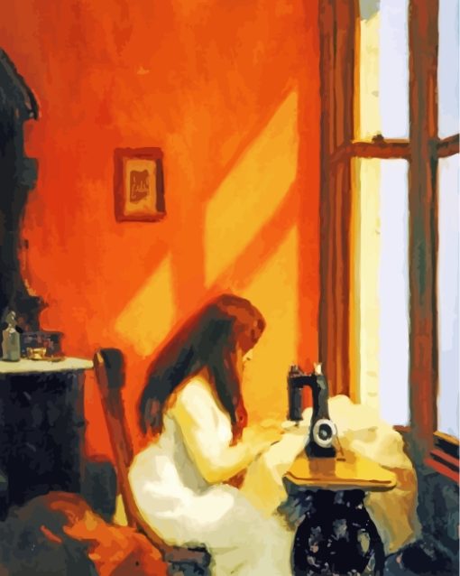 Girl At Sewing Machine Hopper paint by number paint by numbers