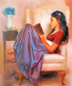 Girl Reading A Book paint by numbers