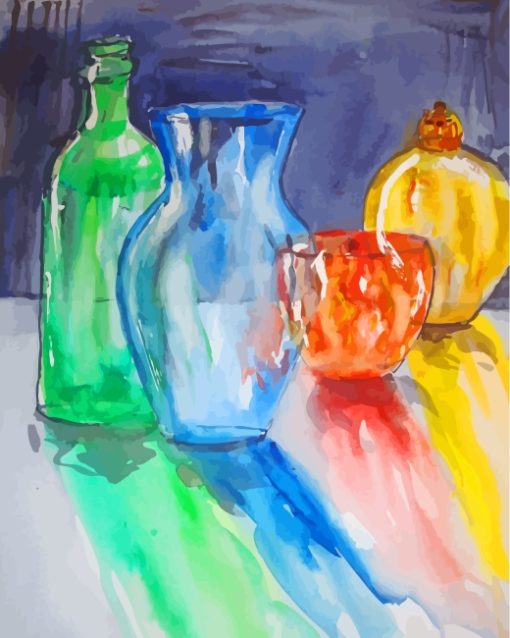Glass Bottles Art paint by numbers