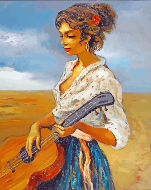 Guitarist Girl Art paint by numbers