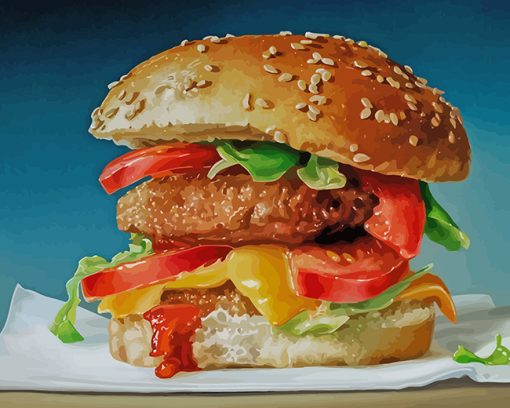 Hamburger Fast Food paint by numbers