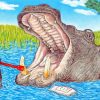 Hippo Brushing Teeth paint by numbers