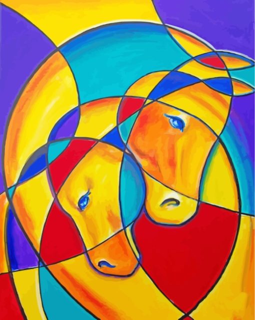 Horses Cubism paint by numbers
