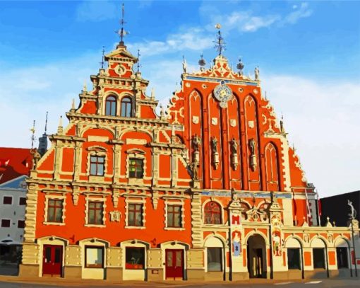 House Of The Blach Heads Latvia paint by numbers