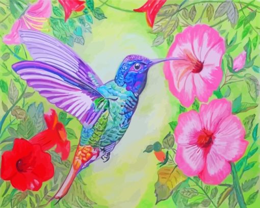 Hummingbird On Flowers paint by numbers
