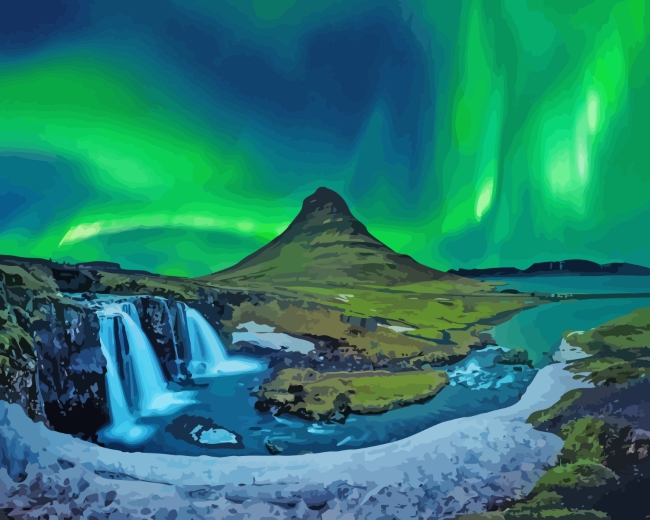 Iceland Kirkjufell Aurora paint by numbers