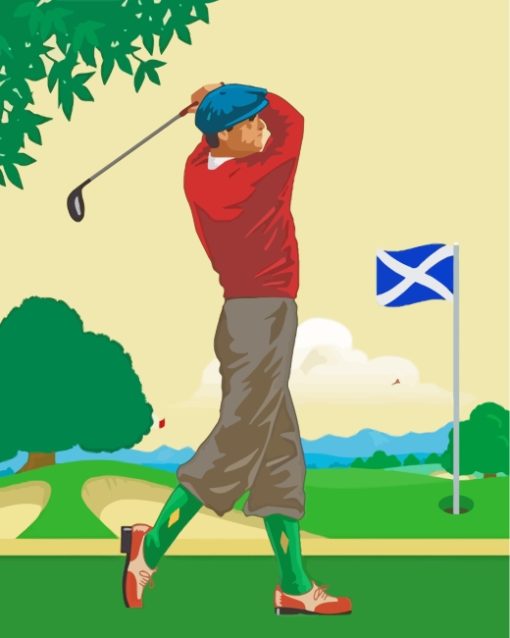 Illustration Golfer paint by numbers