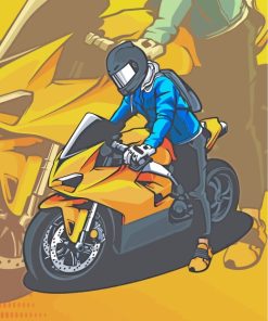 Illustration Motorcycle Driver paint by numbers