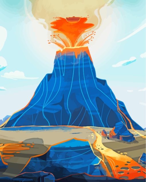 Illustration Volcano Art paint by numbers