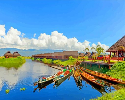 Inle Lake Myanmar Landscapes paint by numbers