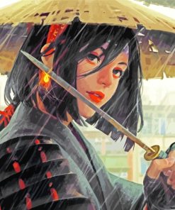 Japanese Girl With Sword paint by numbers