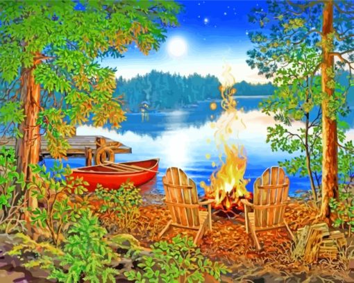 Lakeside Campfire paint by numbers