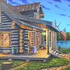 Lakeside Rustic Cabin paint by numbers