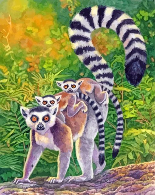 Lemur Family paint by numbers