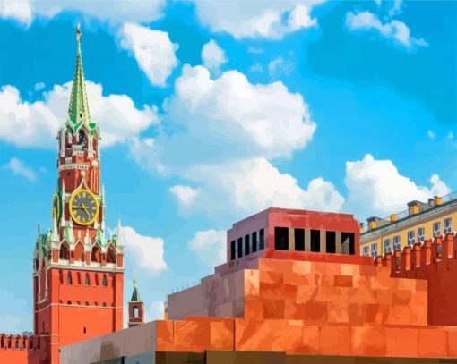 Lenin's Mausoleum at Red Square Moscow paint by numbers