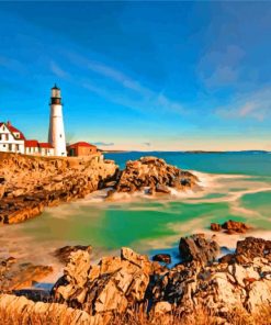 Historic Lighthouse Maine paint by numbers