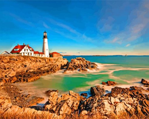 Historic Lighthouse Maine paint by numbers