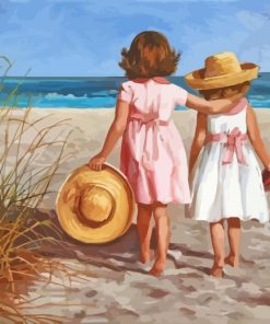 Little Sisters In Beach paint by numbers