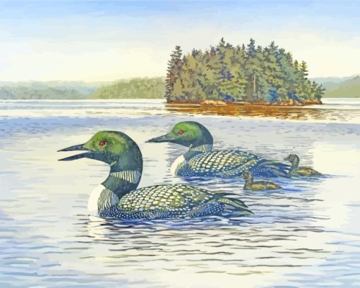 Loon Family Art paint by numbers