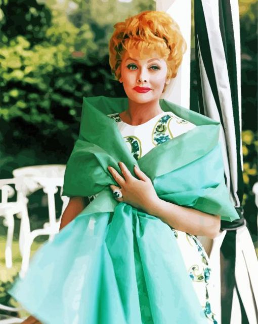 Lucille Ball Wearing Green paint by numbers