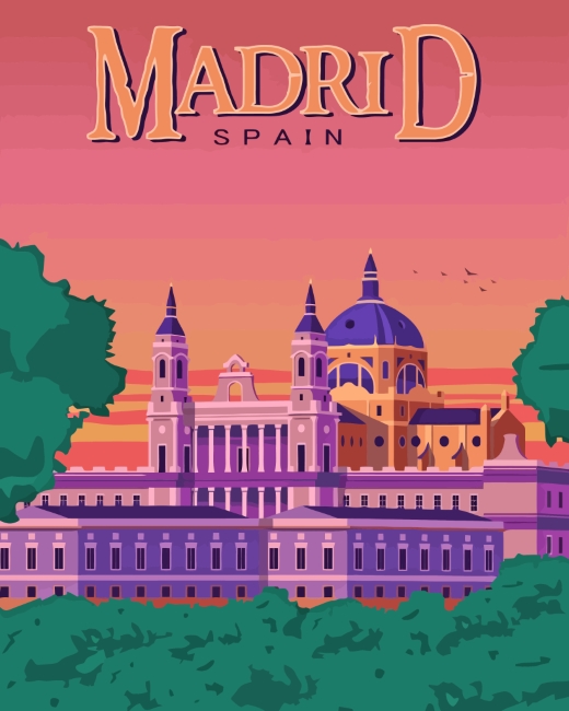 Madrid Spain Poster paint by numbers
