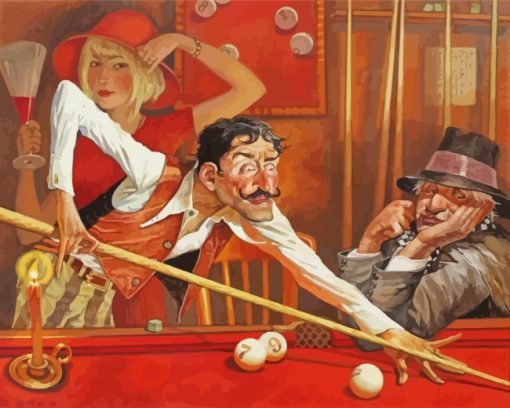 Man Playing Pool Art paint by numbers