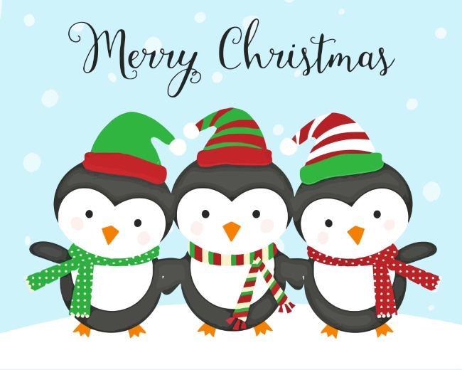 Merry Christmas Penguins paint by numbers