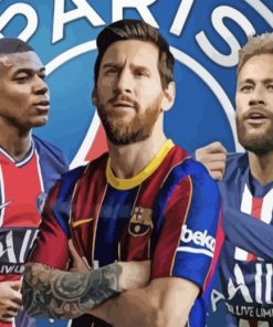 Messi Mbappe Neymar Psg paint by numbers