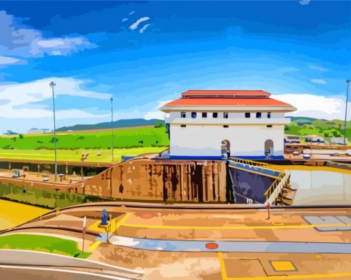 Miraflores Visitors Center Panama paint by numbers