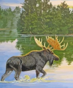 Moose In Lake paint by numbers