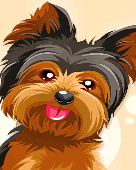 Morkie Dog Illustration paint by numbers