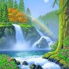 Nature Forest Waterfall paint by numbers