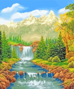 Nature Scene Waterfall paint by numbers