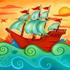 Nautical Pirate Ship paint by numbers