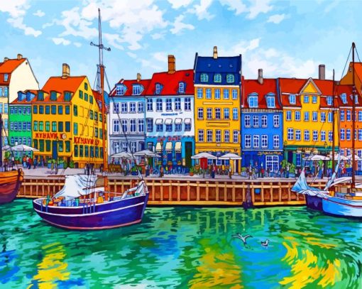 Nyhavn Copenhagen Illustration paint by numbers
