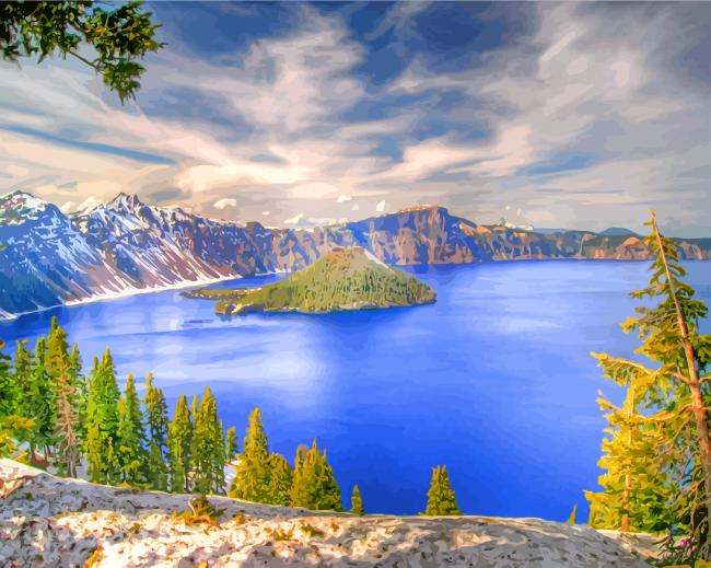 National Park Crater Lake Oregon paint by numbers