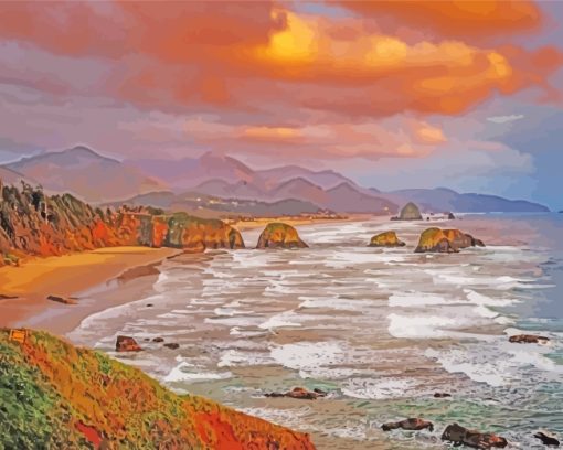 Oregon Ecola State Park At Sunset paint by numbers