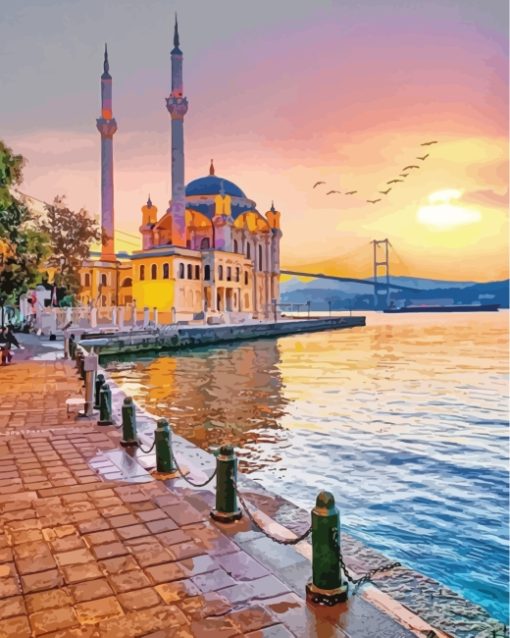 Ortakoy Mosque Turkey paint by numbers