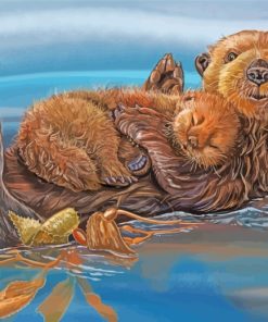 Otter Mother And Baby paint by numbers