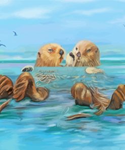 Otters Swimming paint by numbers