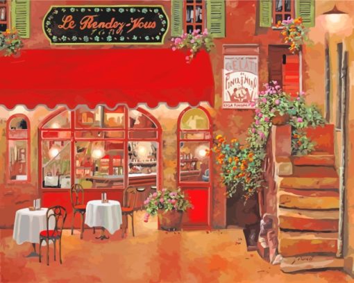 Paris Coffee Shop paint by numbers
