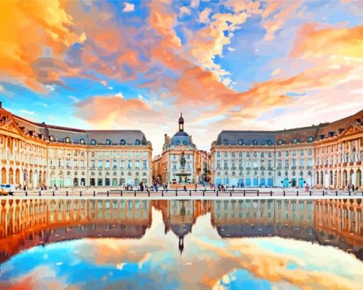 Place De La Bourse Bordeaux And The Water Mirror paint by numbers