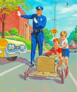 Policeman And Boys paint by numbers